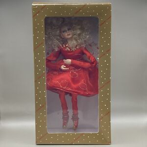Collectible Dillard's Trimmings Blonde Fairy Doll in Red Dress